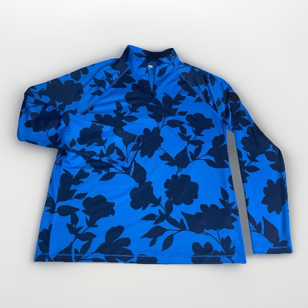 NWOT G/Fore Luxe 1/4 Zip Golf Pullover‎ Mens Medium Racer Floral Lightweight L/S